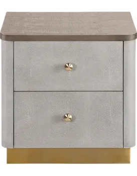 Noční stolek Stilig ST891 55 cm ekokůže béžovošedý/zlatý
