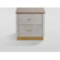 Noční stolek Stilig ST891 55 cm ekokůže béžovošedý/zlatý