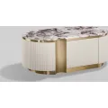 Konferenční stolek Stilig ST914B 122 cm mramor/krémový/zlatý