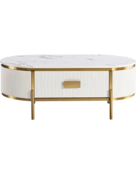 Konferenční stolek Stilig ST380C 124 cm zlatý/bílý mramor