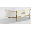 Konferenční stolek Stilig ST380C 124 cm zlatý/bílý mramor