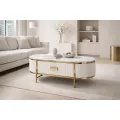 Konferenční stolek Stilig ST380C 124 cm zlatý/bílý mramor