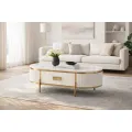 Konferenční stolek Stilig ST380C 124 cm zlatý/bílý mramor