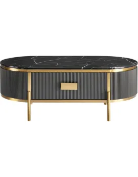 Konferenční stolek Stilig ST380A 124 cm zlatý/černý mramor