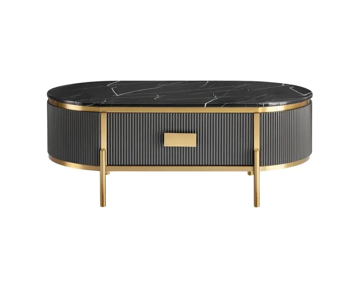 Konferenční stolek Stilig ST380A 124 cm zlatý/černý mramor