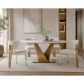 Designová jídelní židle Modig M3-14 bouclé bílá/zlatá