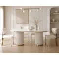 Designová jídelní židle Modig M3-14 bouclé bílá/zlatá