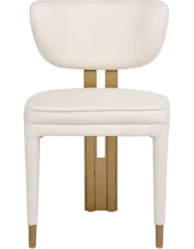 Designová jídelní židle Modig M3-14 bouclé bílá/zlatá