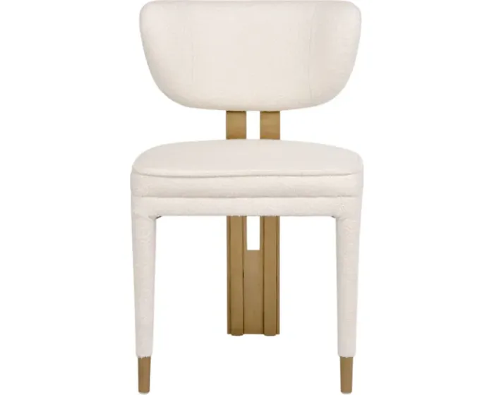 Designová jídelní židle Modig M3-14 bouclé bílá/zlatá
