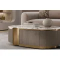 Konferenční stolek Stilig ST914C 122 cm mramor/béžový/zlatý