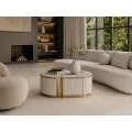 Konferenční stolek Stilig ST914F 122 cm mramor/ecru/zlatý