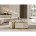Konferenční stolek Stilig ST914F 122 cm mramor/ecru/zlatý