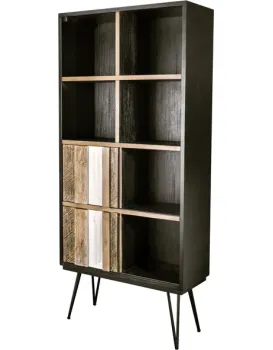Knihovna Adesso 90 cm z masivu hnědý/černý