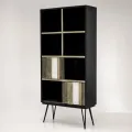 Knihovna Adesso 90 cm z masivu hnědý/černý