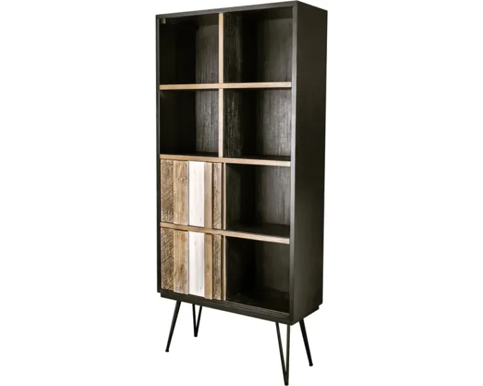 Knihovna Adesso 90 cm z masivu hnědý/černý