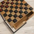 Šachový stolek Avola 42 cm z masivu hnědý/černý