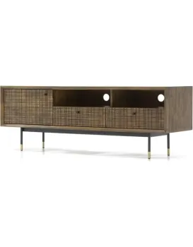 TV stolek Maze 160 cm z masivu hnědý/černý