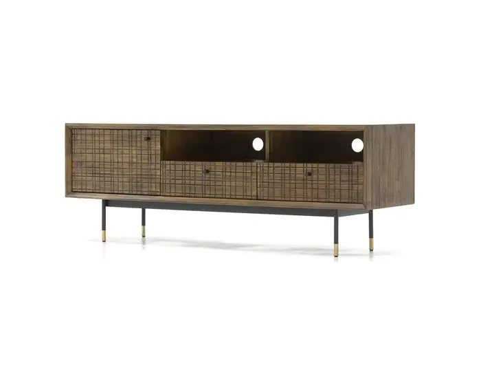 TV stolek Maze 160 cm z masivu hnědý/černý