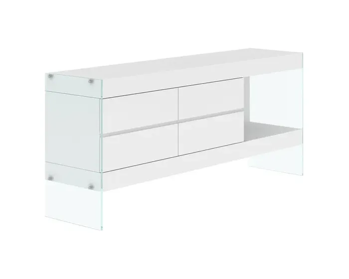 Komoda Soho 184 cm bílá/čirá