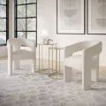 Designové čalouněné jídelní křeslo Leith bílé II