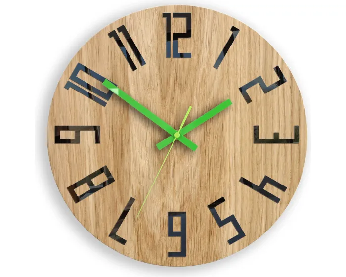 Dřevěné nástěnné hodiny Slim 33 cm černé/zelené/hnědé