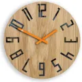 Dřevěné nástěnné hodiny Slim 33 cm černé/oranžové/hnědé