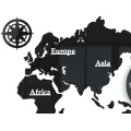 Nástěnné samolepící hodiny Mapa světa 110x55 cm černé