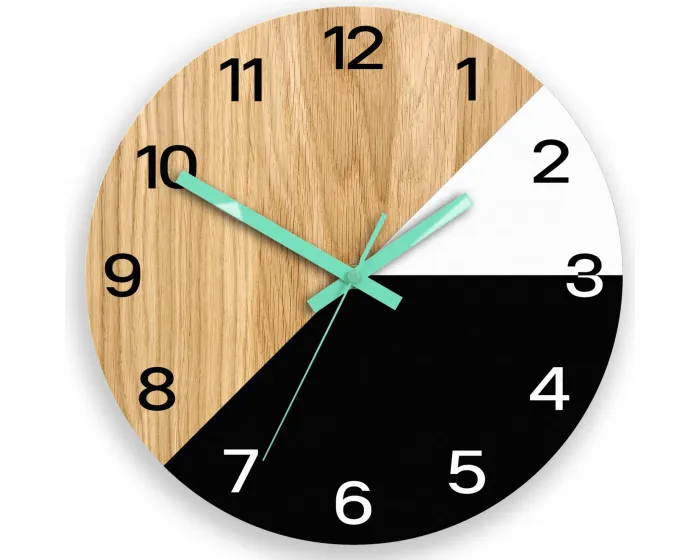 Dřevěné nástěnné hodiny Texas 33 cm černé/mint