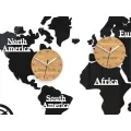 Nástěnné samolepící hodiny Time Zones 100x56 cm černé/hnědé