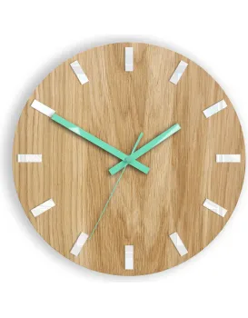 Nástěnné hodiny Simple Oak hnědo-mátové