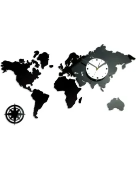 3D nalepovací hodiny Continents wenge
