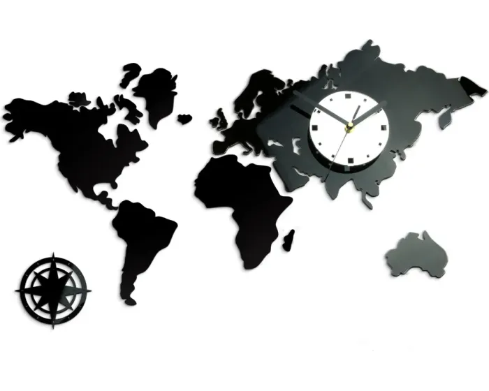 3D nalepovací hodiny Continents wenge