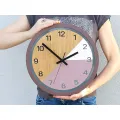 Dřevěné nástěnné hodiny Paris 33 cm fialové/černé