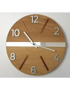Dřevěné nástěnné hodiny Aksel 33 cm dub přírodní/měděné/stříbrné