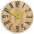 Dřevěné nástěnné hodiny Slim 33 cm černé/žluté/hnědé