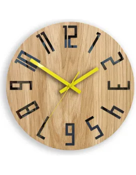 Dřevěné nástěnné hodiny Slim 33 cm černé/žluté/hnědé