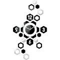 3D nalepovací hodiny Hexagon černo-zrcadlové