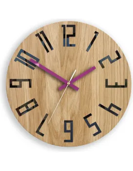 Dřevěné nástěnné hodiny Slim 33 cm černé/fialové/hnědé