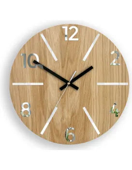 Dřevěné nástěnné hodiny Aksel 33 cm dub přírodní/bílé