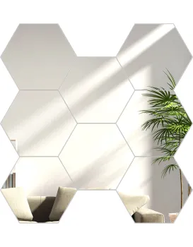 Nástěnné samolepící zrcadlo Hexagon stříbrné