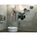 Nástěnné samolepící zrcadlo Hexagon stříbrné