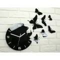 Nástěnné samolepící hodiny Butterfly 60 cm černé