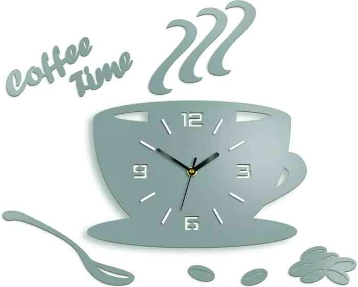 Nástěnné hodiny Coffee světle šedé