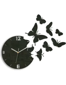 3D nalepovací hodiny Butterfly wenge