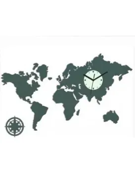 3D nalepovací hodiny Continents šedé
