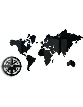 Nástěnné samolepící hodiny World 77 cm černé