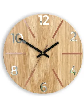 Dřevěné nástěnné hodiny Aksel 33 cm dub přírodní/měděné