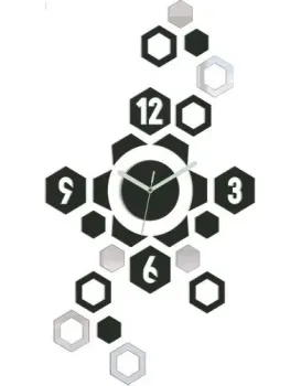 3D nalepovací hodiny Hexagon wenge