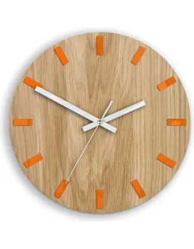 Dřevěné nástěnné hodiny Simple 33 cm dub přírodní/oranžové