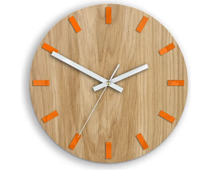 Dřevěné nástěnné hodiny Simple 33 cm dub přírodní/oranžové